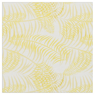 Tela Amarillo Verano Blanco Estampado Palma