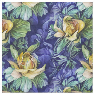 Tela Amarillo y azul floral