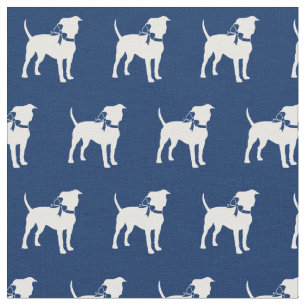 Tela American Staffordshire Dog Silhouette Navy Blue