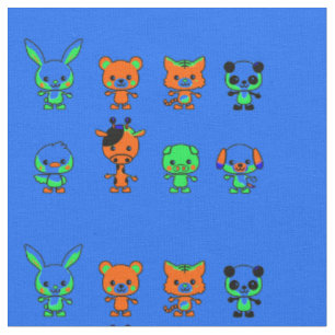 Tela Amigos Animales de Dibujos Animados