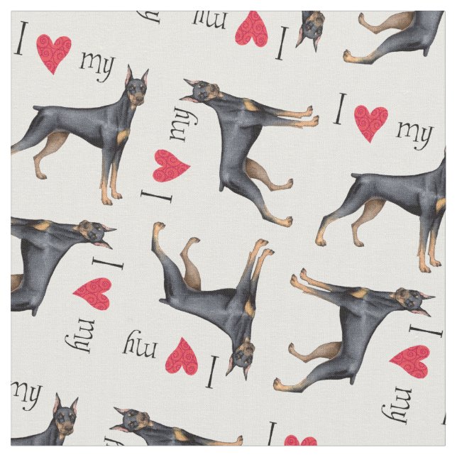 Tela Amo a mi Doberman Pinscher (De cerca)