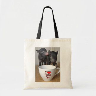 Tela Amo el bolso del algodón de los cerdos de la taza