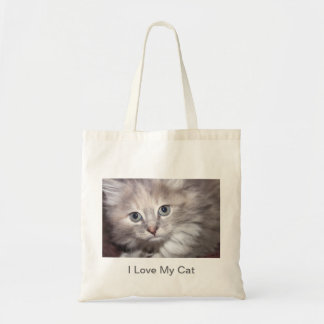 Tela Amo mi bolso de la lona del gato