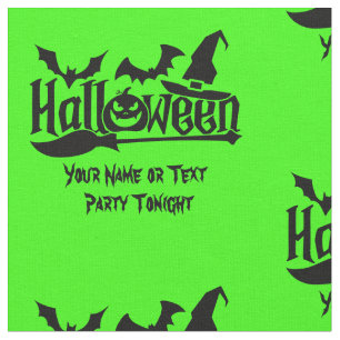 Tela Añadir tu nombre texto Halloween Word Bats Green