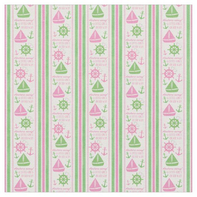 Tela Anchores ausentes Chica Baby Shower Náutico (De cerca)