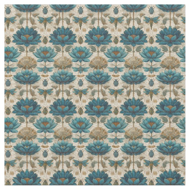 Tela Ancient Egypt Toile de Jouy Green Floral Pattern (De cerca)