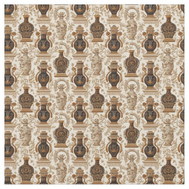 Tela Ancient Greece Toile de Jouy Classic Vases Pattern (De cerca)