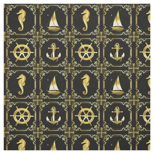 Tela anclaje/velero/rueda/faro/delfín (Retal)