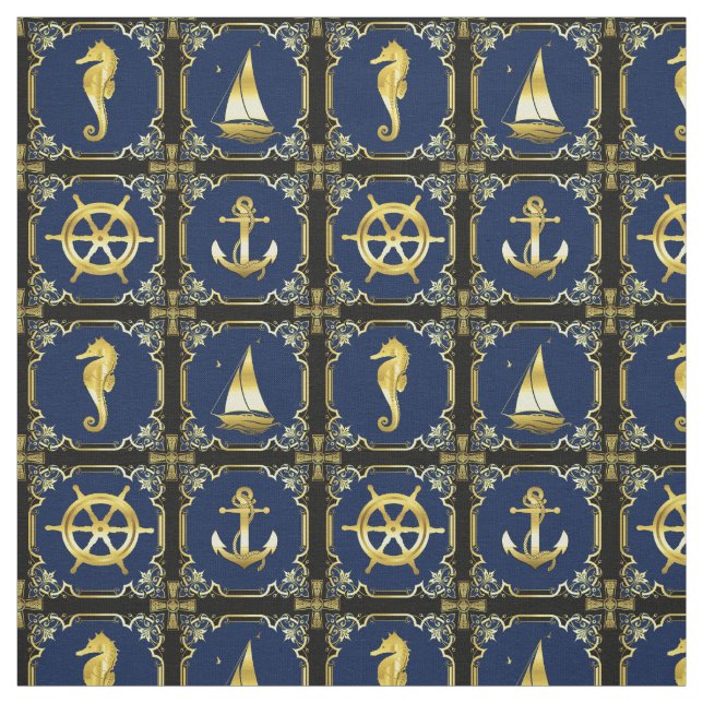 Tela anclaje/velero/rueda/faro/delfín (Retal)