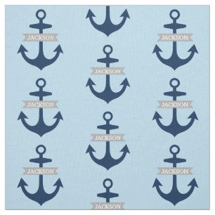 Tela Anclas de barco personalizadas en azul marino náut