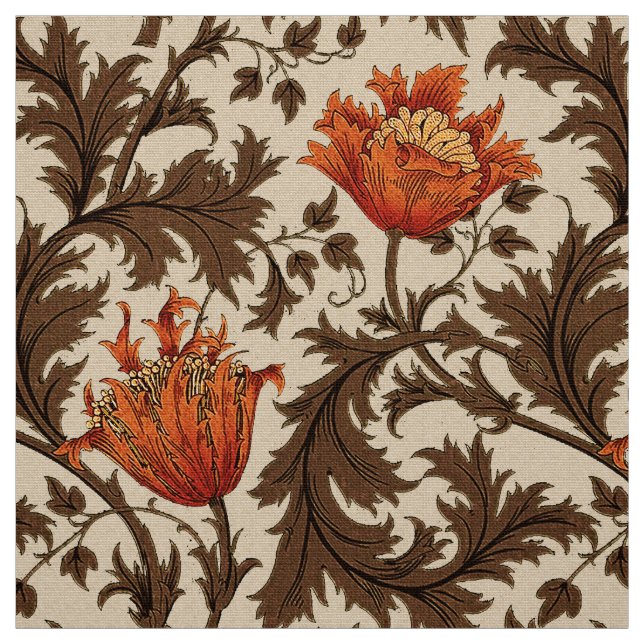 Tela Anémona, beige, Brown y moho de William Morris (Retal)