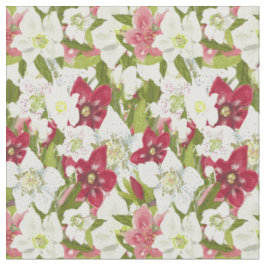 Tela Anémonas de Navidad-Floral de Hellebores Pintadas