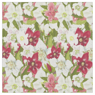 Tela Anémonas de Navidad-Floral de Hellebores Pintadas