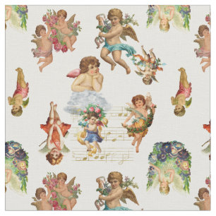 Tela angel cherub antiguo victoriano celestial