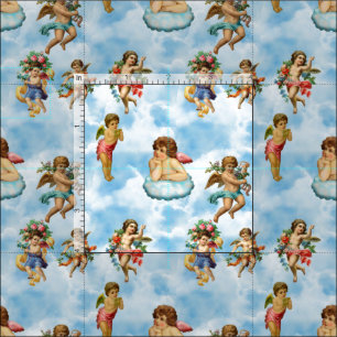 Tela angel cherub nubes antigüedades