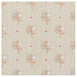 Tela Ángel cupido en franjas de oro