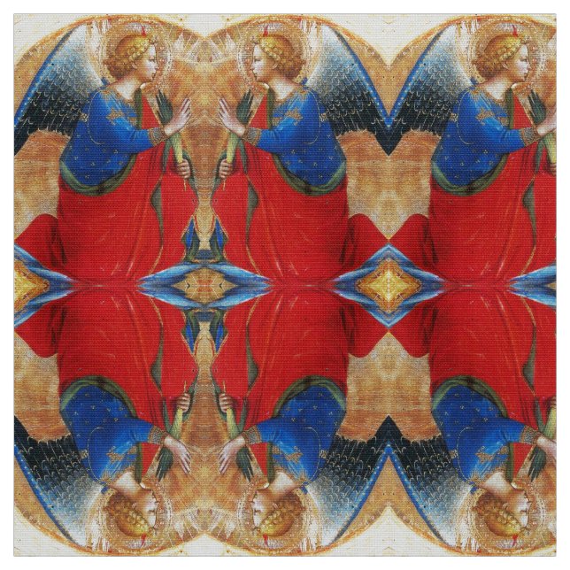 TELA ANGEL EN ORO ROJO Y AZUL (Retal)