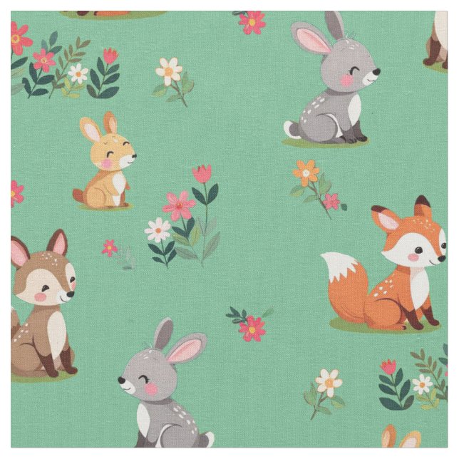 Tela Animal Cute Woodland (De cerca)
