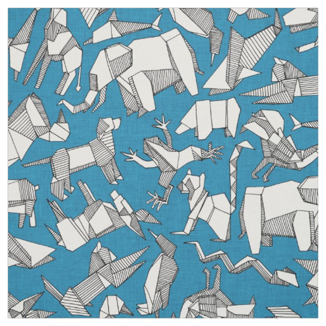Tela animal origami ditsy azul (Retal)