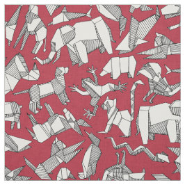 Tela animal origami ditsy rojo