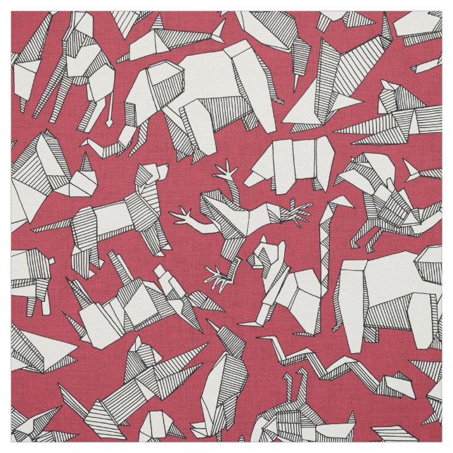 Tela animal origami ditsy rojo (Retal)