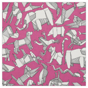 Tela animal origami ditsy rosa