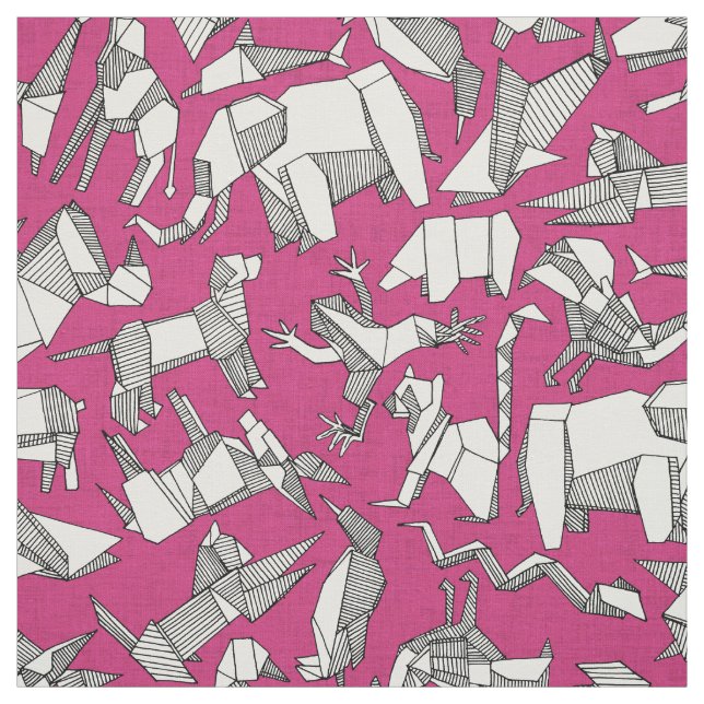 Tela animal origami ditsy rosa (Retal)