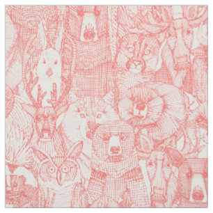Tela animales canadienses mitad perla rosa coral