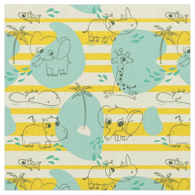 Tela Animales con agua (De cerca)