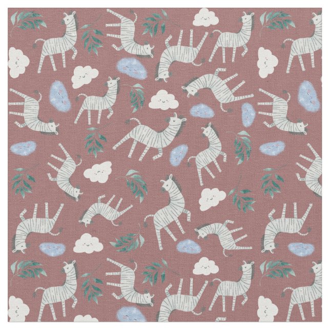 Tela Animales de cebra de safari adorables material de  (De cerca)