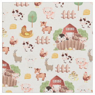 Tela Animales de granja en blanco