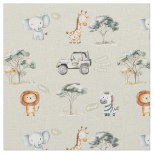Tela animales de safari jungla guardería niños vida sil