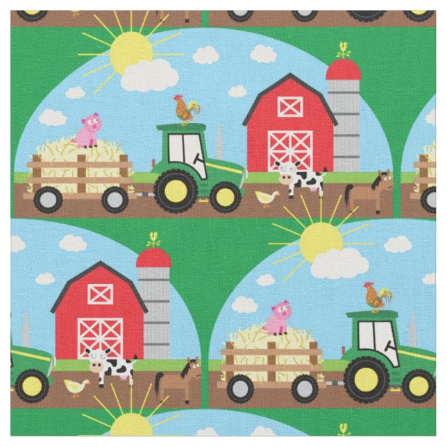 Tela Animales de tractores para niños de granja (De cerca)