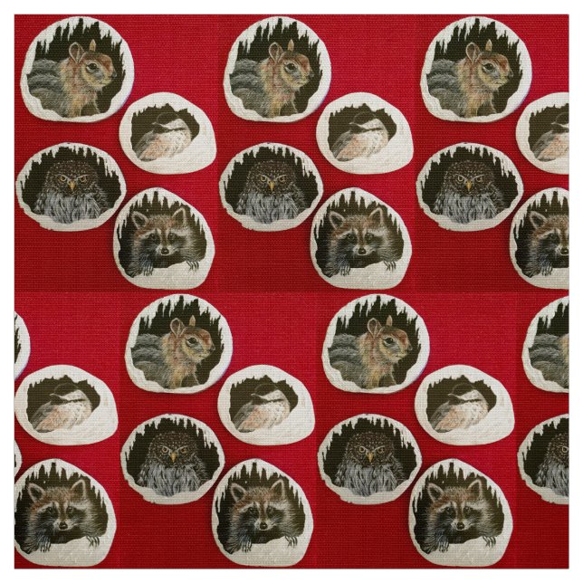 Tela "Animales de vacaciones de invierno" (Retal)