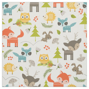Tela Animales de Woodland Cute Nursery