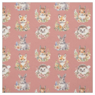 Tela Animales de Woodland en rosa de concha