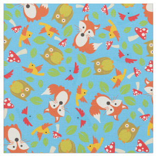 Tela Animales del bosque de madera Cute Nursery para ni