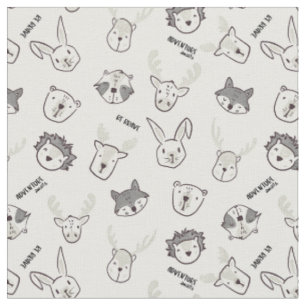 Tela Animales del bosque minimalista Neutral lindo cuar