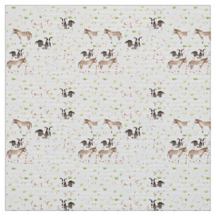 Tela Animales dibujados mano de la acuarela en la