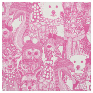 Tela animales festivos rosa