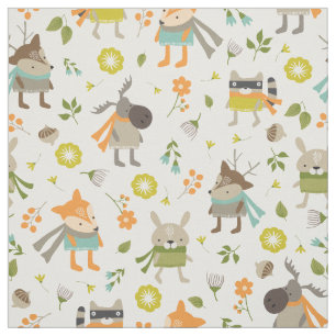 Tela Animales Folksy Woodland de moda