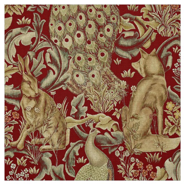 TELA ANIMALES FORESTALES, FOX, PEACOCK, CUIDADO EN FLOR (Retal)
