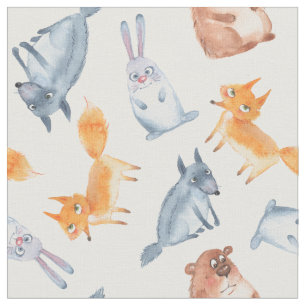 Tela Animales forestales personalizados. Lobo, oso, zor