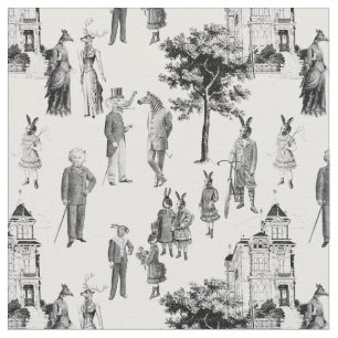 Tela animales victorianos antiguos toile antropomórfico