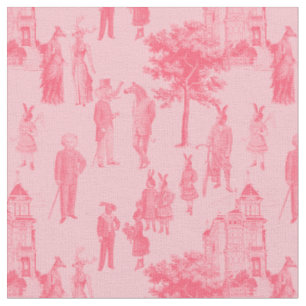 Tela animales victorianos antiguos toile rosa pastel