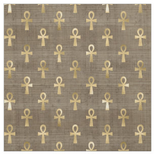 Tela Ankh egipcio de oro en Brown