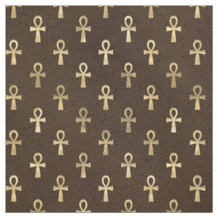 Tela Ankh egipcio de oro en Brown oscuro