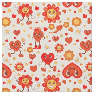 Tela Años 1960 groovy pop art valentines funky strawber