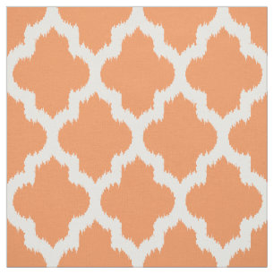 Tela Antecedentes de Ikat y Naranja de Cuatrefoil Blanc