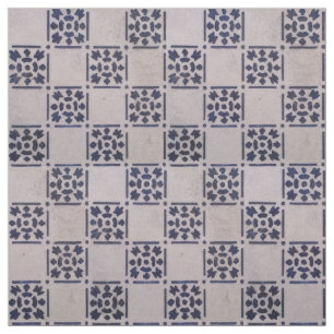 Tela Antiguo Delft Tile Blue: Patrón de arte holandés c